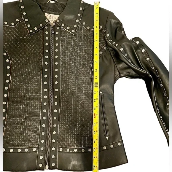 CRIPPLE CREEK Women's Studded Leather Jacket - S